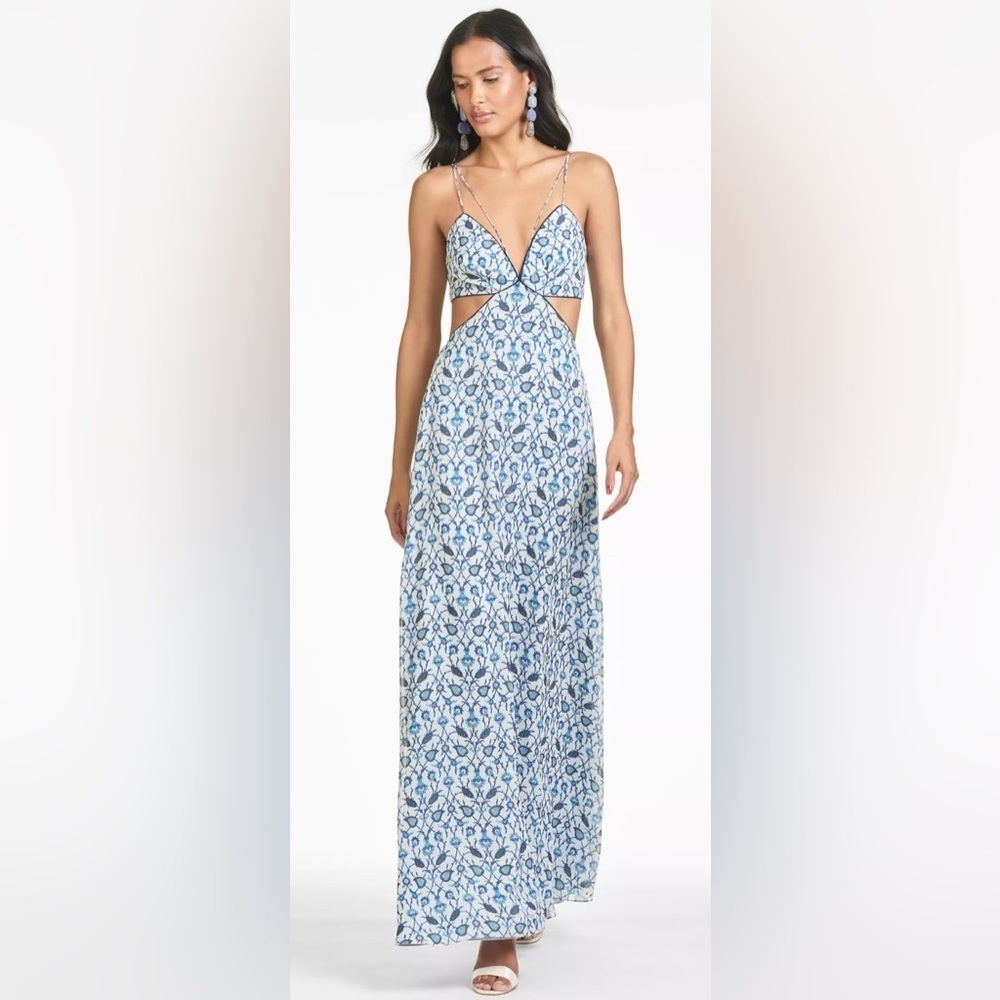 Sachin & Babi Heather Deep V-Neck Cutout Gown